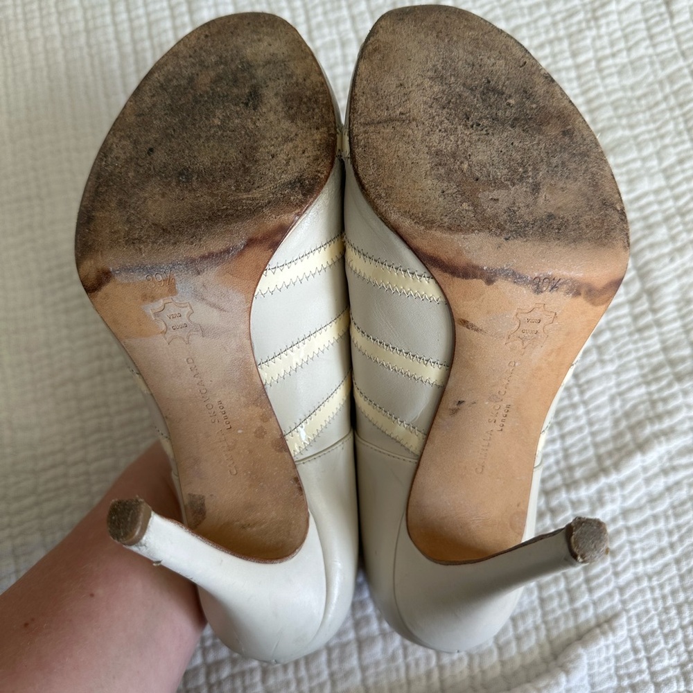 Camilla Skovgaard London leather Cream Peep-Toe Stilettos - Picture 11 of 16